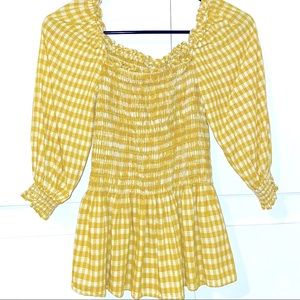 Max Studio Gingham plaid blouse